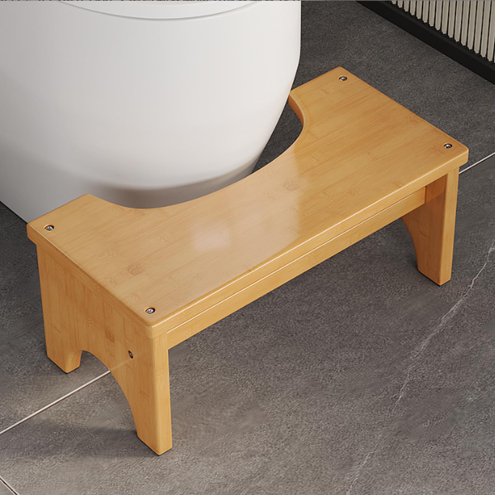 Sgabello per WC in bambù stabile per adulti, 37 x 20 x 17 cm, ergonomico, design naturale, sgabello per WC sano e portatile, aiuto per la seduta in caso di stitichezza