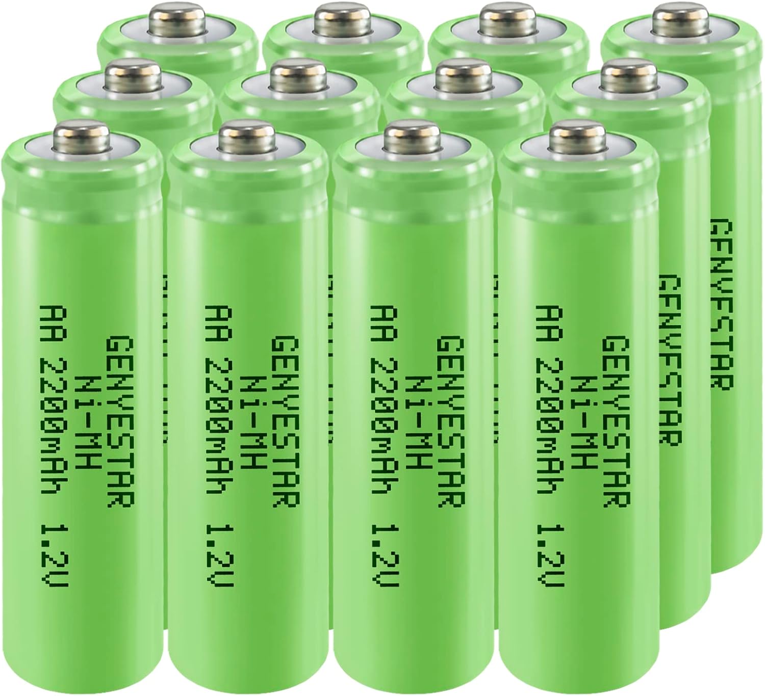 Rechargeable AA Batteries NIMH 1.2V Double A Rechargeable 2200mAh High Capacity Pre-Charged Batteries Low Self Discharge Battery, 12 Pack