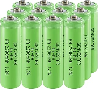 GENYESTAR Rechargeable AA Battery NIMH 1.2V Double A 2200mAh High Capacity Pre-Charged Batteries 12 Pack Low Self Discharg...