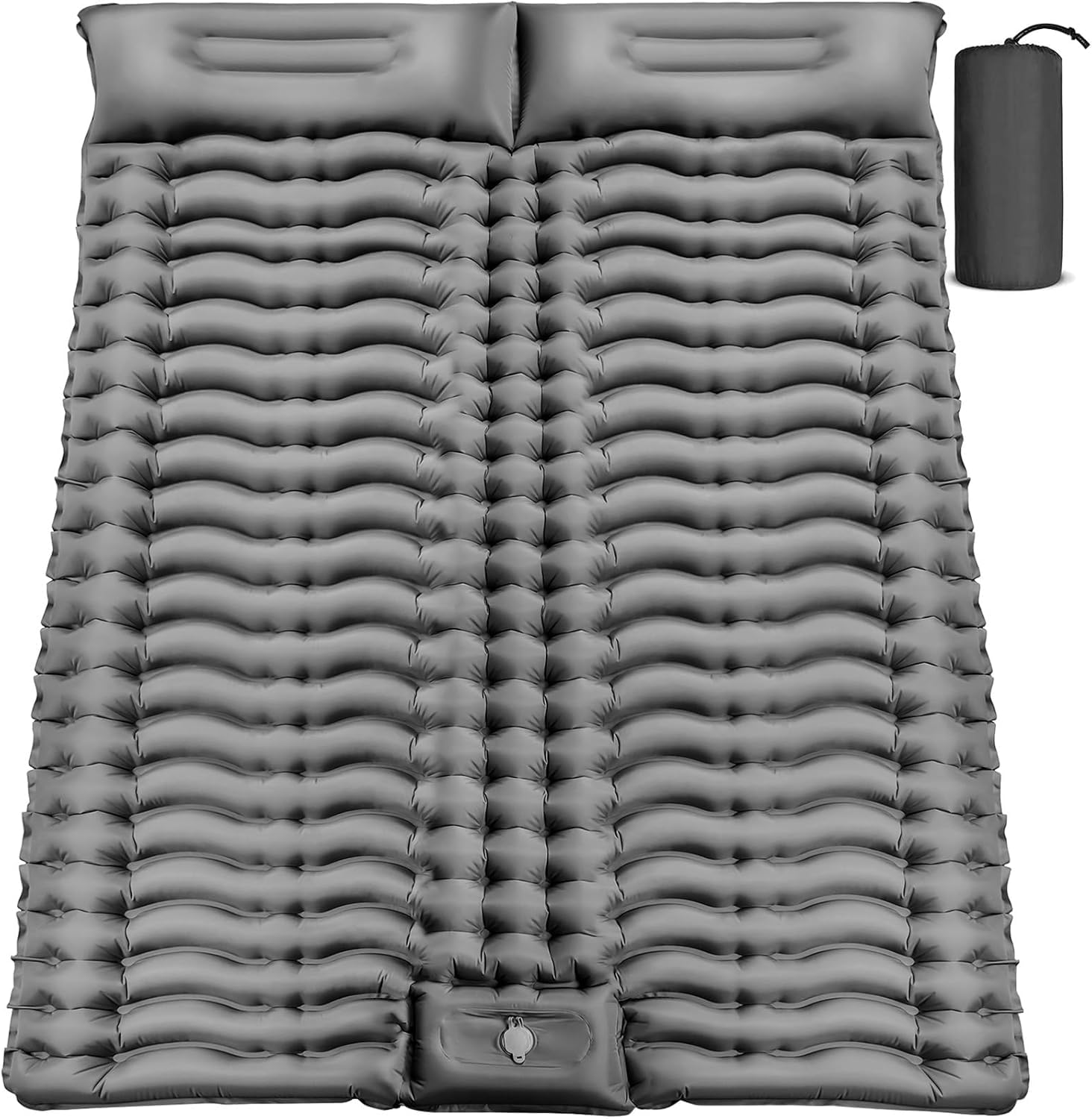 Yuzonc Almohadilla de dormir doble para camping, almohadilla inflable para camping, prensa de pies, ultraligera, para 2 personas, con almohada para camping, senderismo, viajes, tienda de campaña,