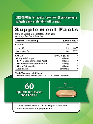 Miniatura 2 de Nature's Truth Aceite de krill antártico de 2000 mg cápsulas blandas | 60 unidades | Omega-3 con EPA y DHA | Suplemento sin OMG y sin gluten