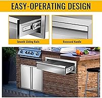Vista 5 de Cajones de cocina para exteriores, cajones de barbacoa de montaje empotrado estilo marco de caja con mango de acero inoxidable, cajones de isla