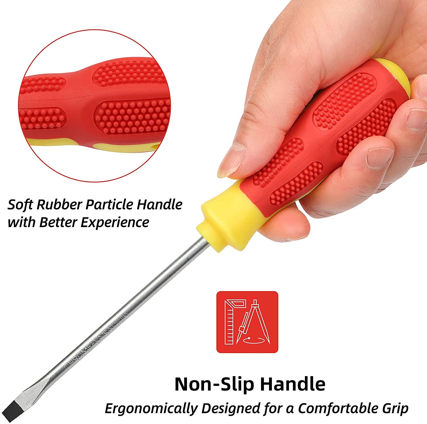 Magnetic Screwdriver Set 10 PCS,5 Phillips and 5 Flat Head Precision Screwdriver,Professional Cushion Grip and Non-Slip for Repair Home Improvement Craft (Red) - Image 3