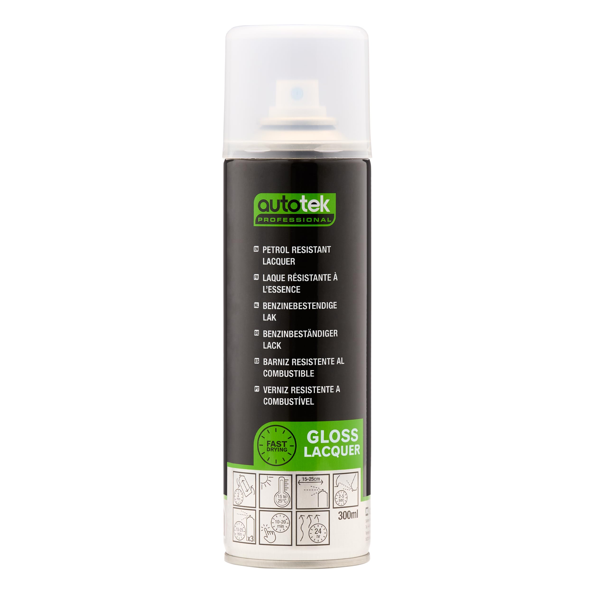 Autotek Professional Tough & Durable Petrol Resistant Gloss Lacquer for Car Spray Paint -Petrol Resistant Lacquer, 300 ml