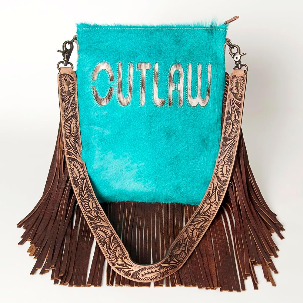 American Darling Large Crossbody Hand Tooled Hair On Genuine Leather Western Women Bag Handbag Purse | Cute