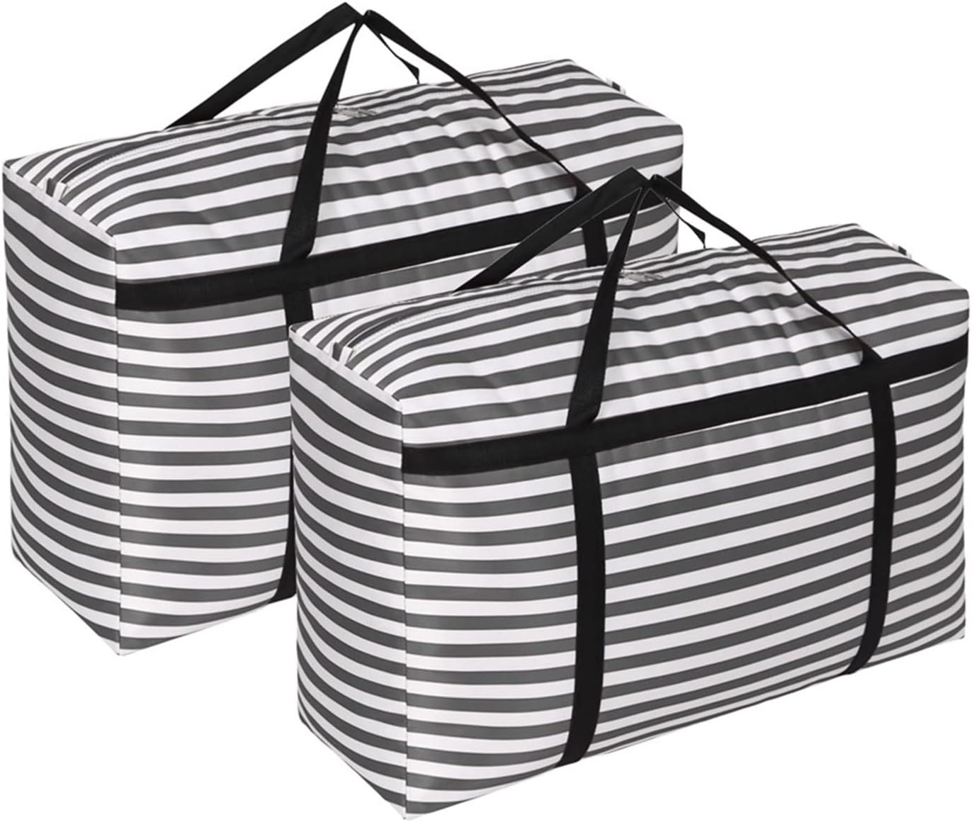Moving Storage Bags Large Capacity, Foldable Space Saver Bags for Clothing, Portable Durable Clothes Closet Organizer Containers for Under-Bed Storage ( Color : Black-White , Size : 34.6x10.6x19.7in )