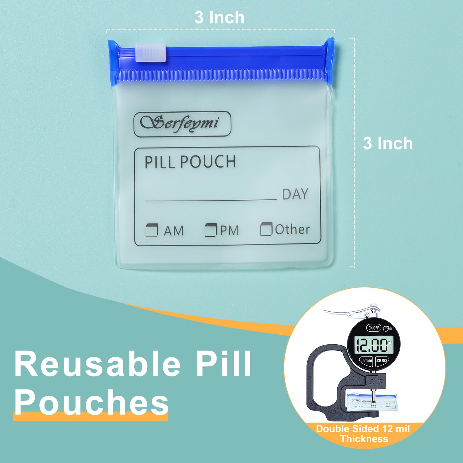 Travel Pill Organizer - 48 Pouch Set -2 Travel Pill Organizer - 48 Pouch Set -2