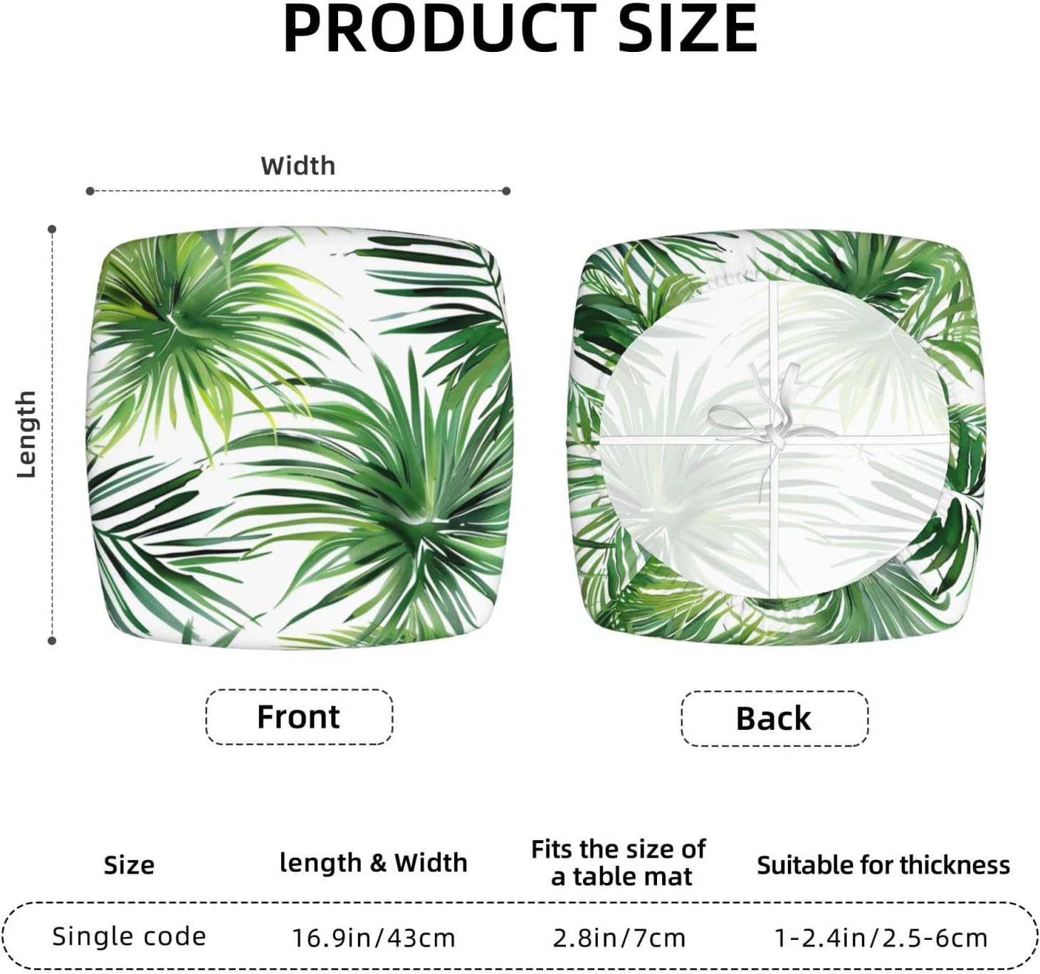 Transparent Palm Leaf Pattern Print Square Cushion Covers 6 Pcs Set Elastic Non-Slip Seat Cushion Slipcovers Pet Furniture Protectors for Chair, Sofa