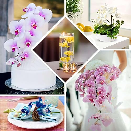 Miniatura 5 de Efavormart - 20 cabezas de orquídeas artificiales de seda blanca de 4 pulgadas, para bricolaje, boda, ramo, fiesta, hogar, mesa, centro de mesa