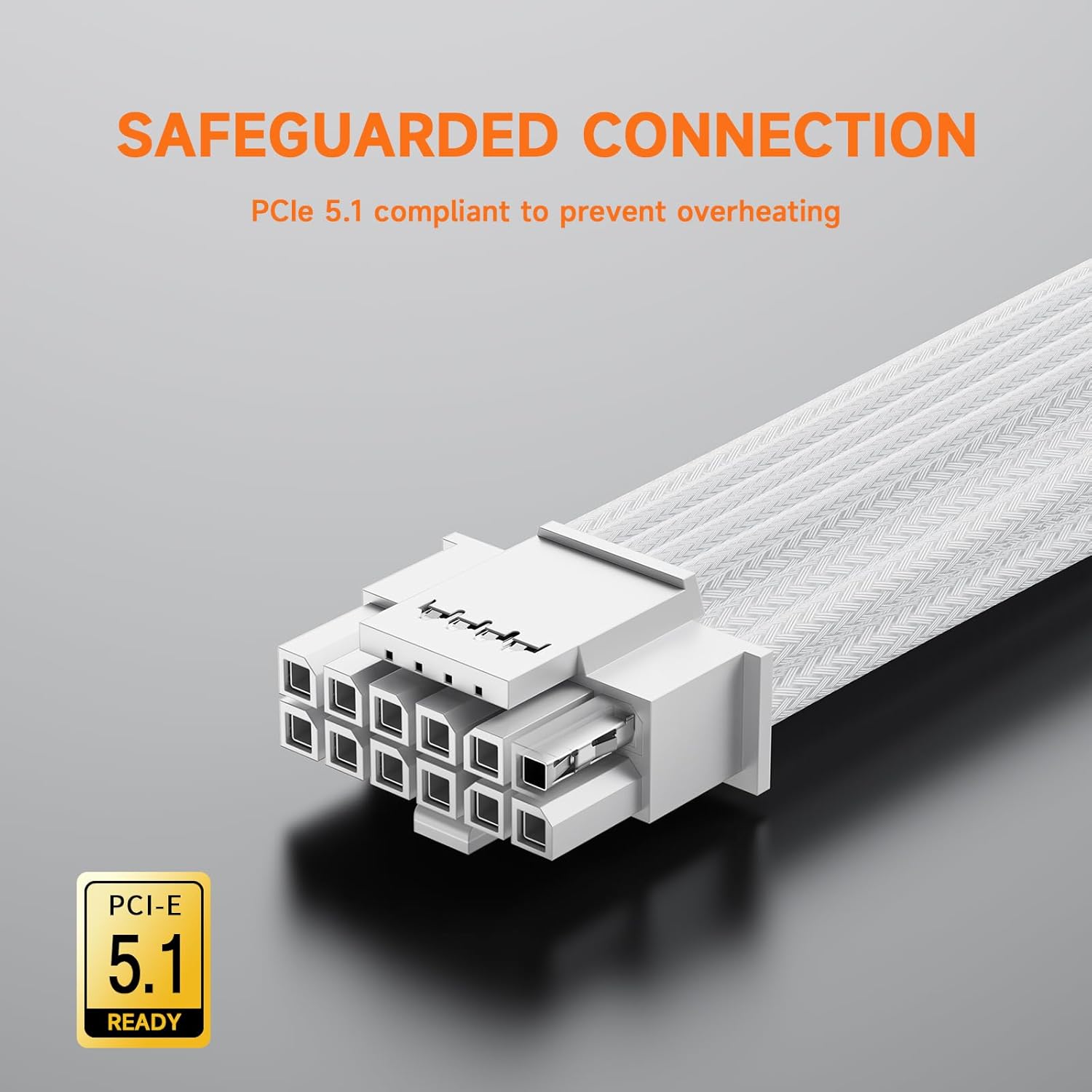 Sirlyr White PSU Extension Cable Kit, Flexible Braided Sleeved Cables, 34cm 12VHPWR 16-Pin Pcie 5.0 GPU Extension, 24-Pin ATX & 8-Pin EPS for RTX 50/40 Series, Custom PC Build
