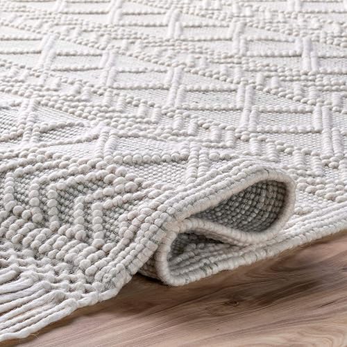 Miniatura 6 de nuLOOM Alfombra tejida a mano con borlas Tabatha, 4x6, color crema