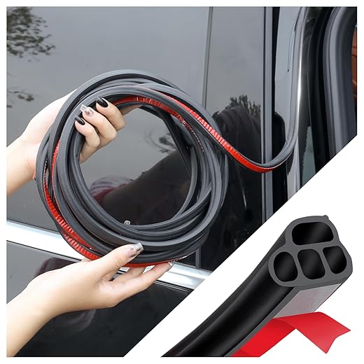 Car Door Rubber Seal Strip,Double Layer L Shape Automotive Weather Stripping,Universal Soundproofing Car Door Seal Strip Car Accessories for Car Door,Hood,Trunk(32.8Ft)