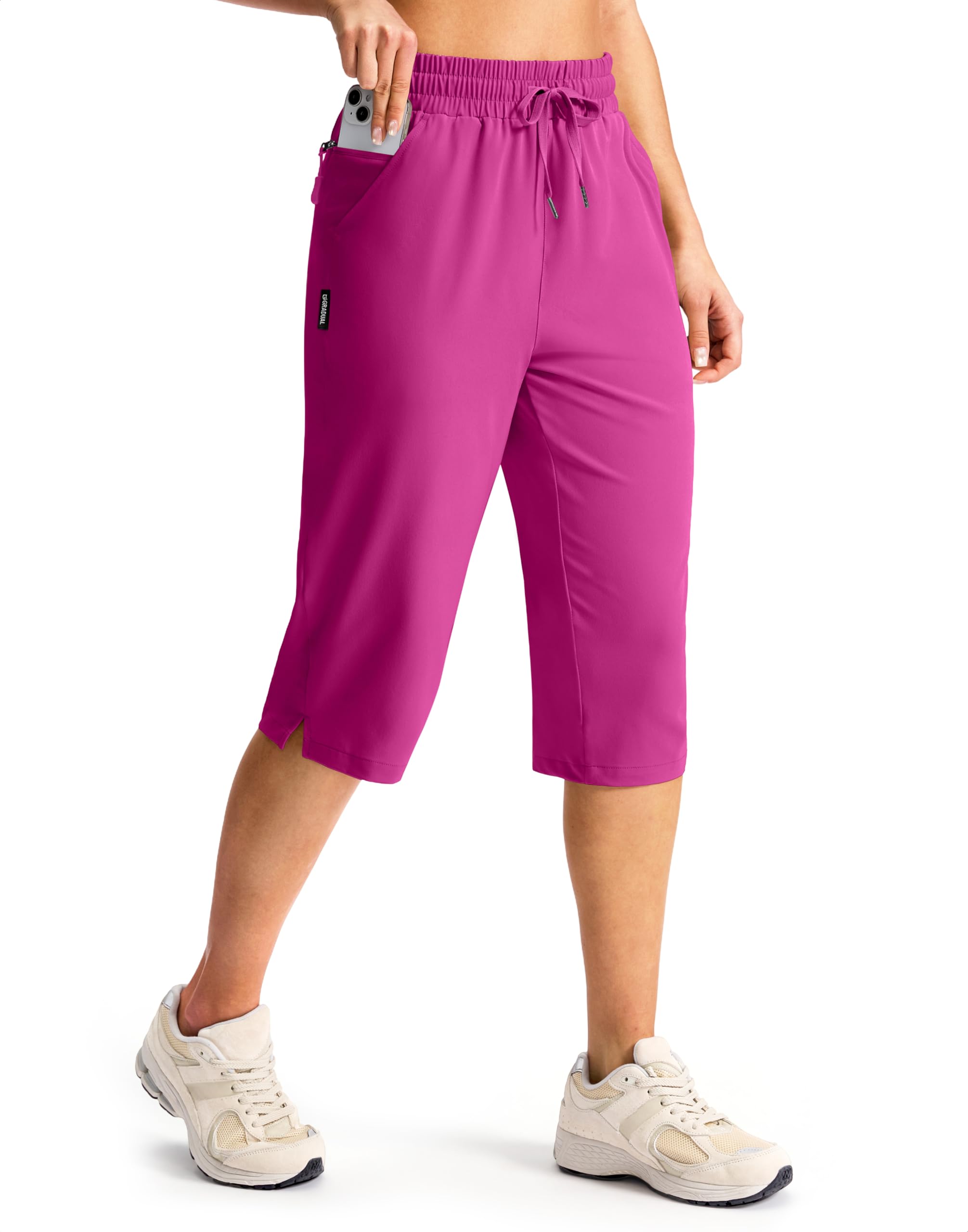 G Gradual Women's 15" Long Hiking Shorts with Zipper Pocket Below The Knee Capris Lightweight Bermuda Shorts for Women — view 11