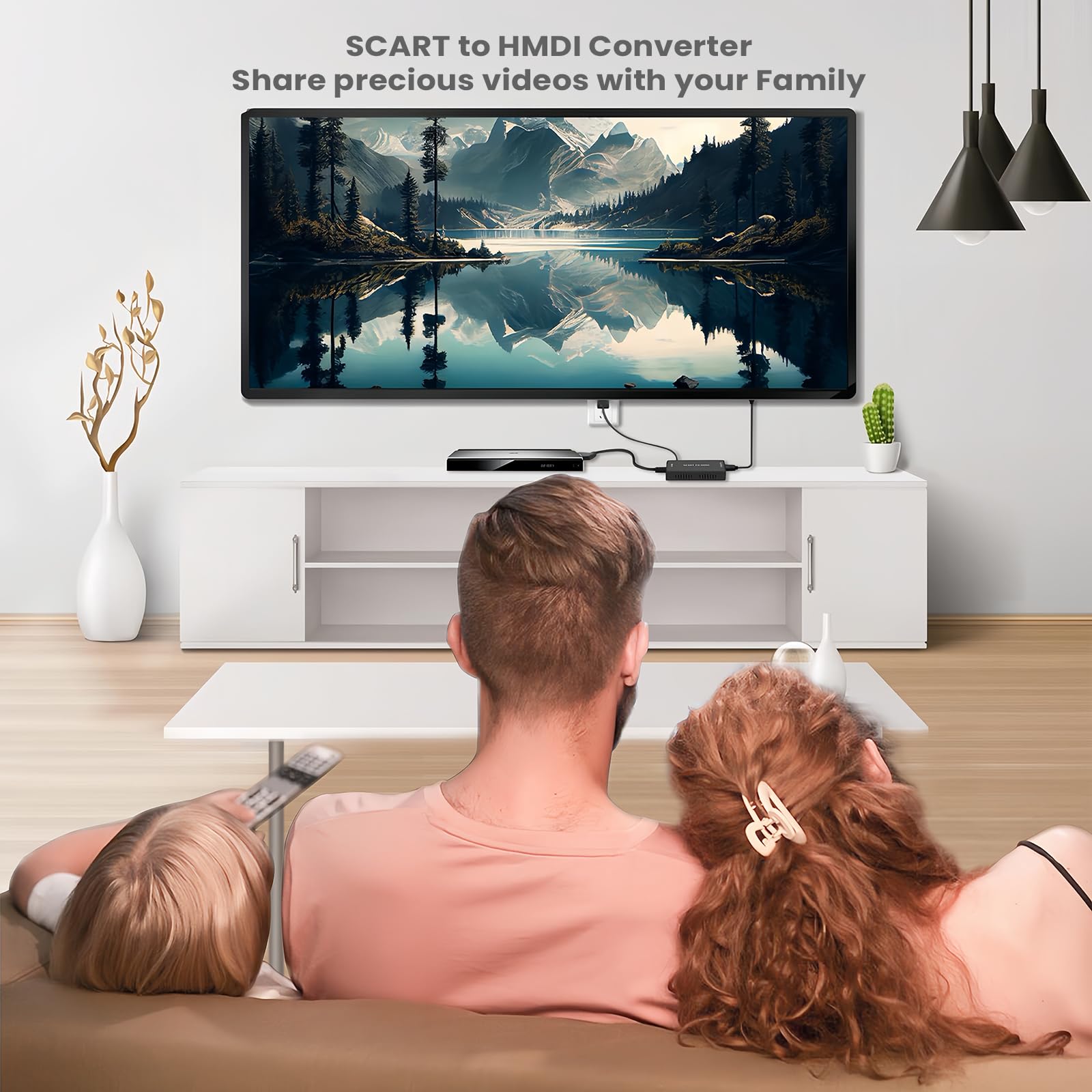 Convertitore da SCART a HDMI, cavo da SCART a HDMI con commutatore 720p/1080p, adattatore da SCART a HDMI per monitor TV, proiettore, convertitore video per lettore DVD, VHS, STB, Xbox