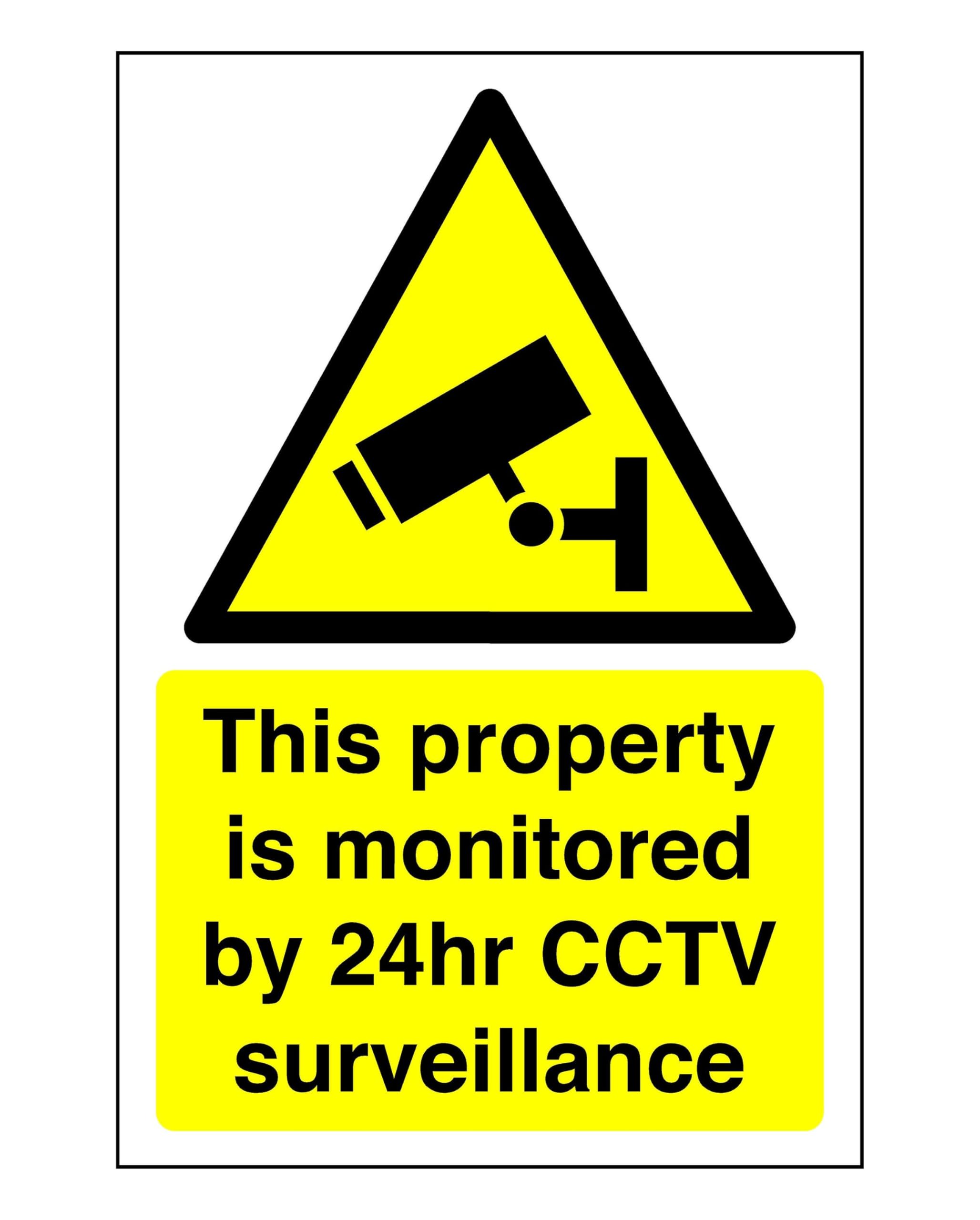 Safety First Display Ltd Yellow/Black This Property Is Monitored By 24Hr Cctv Surveillance Sign - 1.2Mm Rigid Plastic For Indoor/Outdoor Usage (300Mm X 200Mm) Viewing Distance Within 7M.