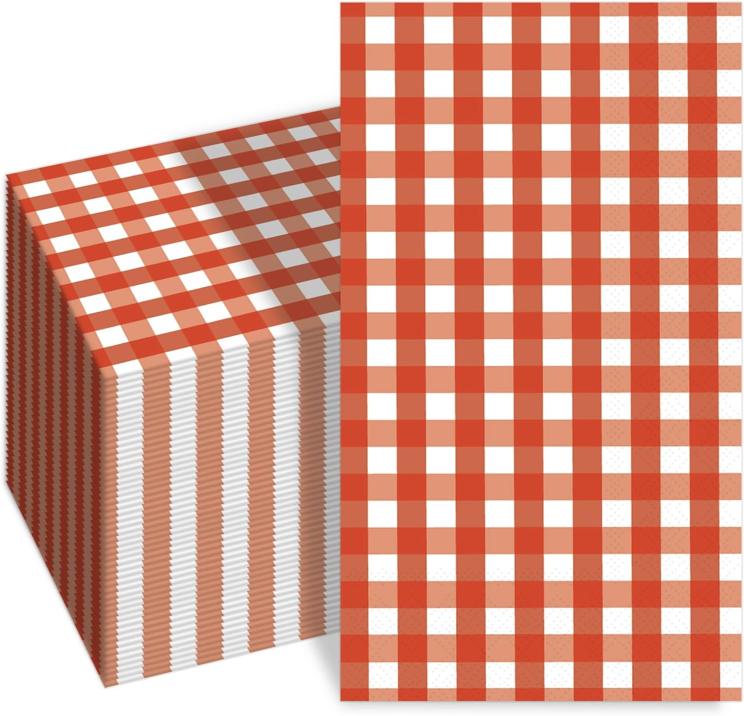 100 PCS Valentine's Day Napkins Disposable, 3 Ply Red and White Red Gingham Valentine's Day Napkin, Plaid Dinner Table Decoration Wedding Anniversary Party Supplies