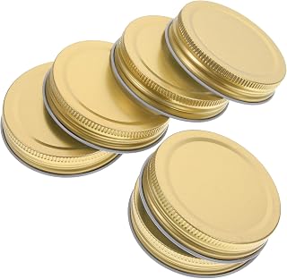Kichvoe 12pcs Regular Mouth Jar Lids Round Canning Jar Lids Wide Mouth Sealing Food Storage Can Covers Tinplate Drinking for Pickling Golden