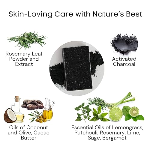Miniatura 2 de Jabón limpiador de carbón orgánico de Schizandu, desintoxicación orgánica de la piel a base de hierbas con carbón activado, 4 onzas, barra de
