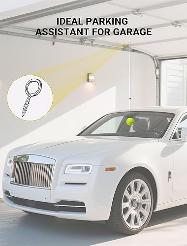 Miniatura 6 de Paquete de 2 pelotas de tenis con cuerda no elástica, indicador preciso de parada de coche con hebilla de ajuste, fácil instalación, asistencia de