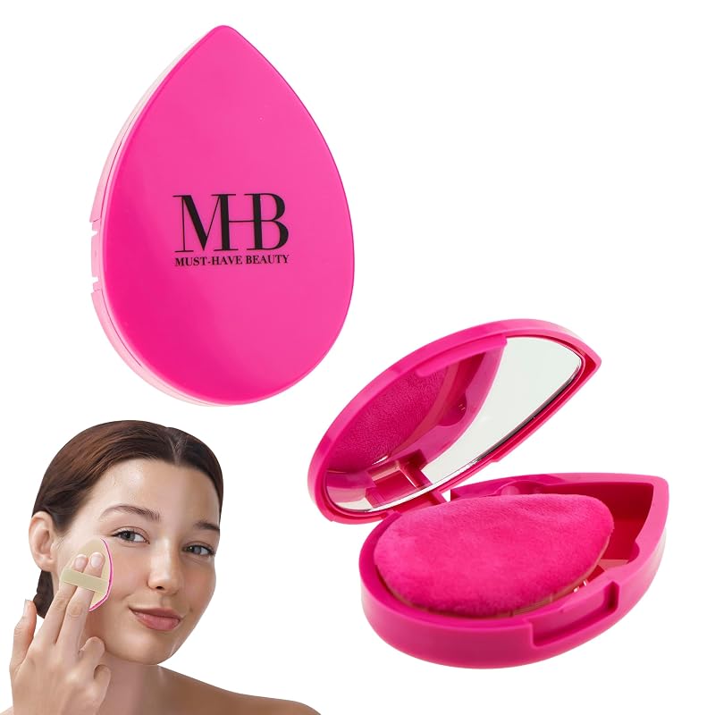 EXPRESSIONS Conjunto com 2 Esponjas de Maquiagem Rosa de Dupla Face com Estojo e Espelho