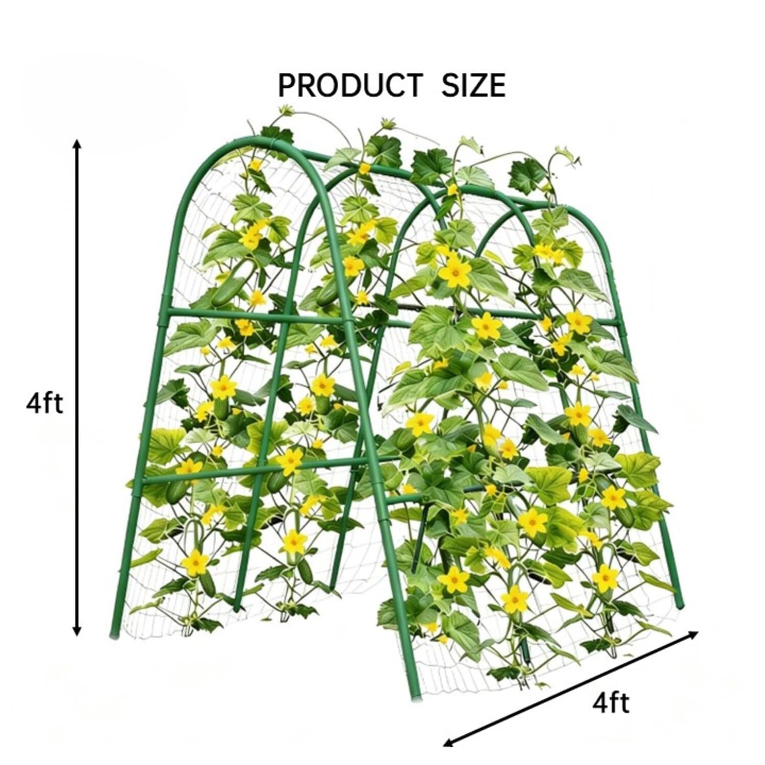 GarveeHome Garten Spalier 120cm Hoch, PE-Beschichtete Metall Rankhilfe Für Kletterpflanzen, Wetterfeste Pflanzenstütze Für Gurken Tomaten Bohnen, Stabiles Rankgitter Für Hochbeet Und Gemüse, u-Form
