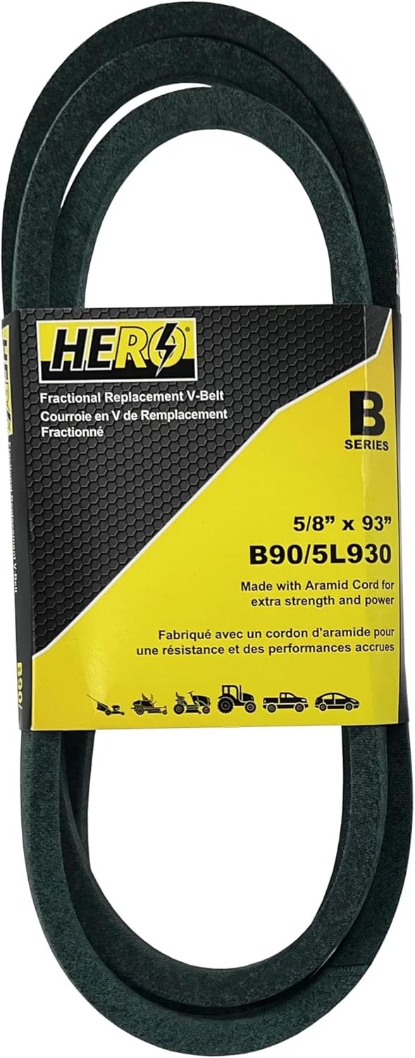 HERO® 5/8 inch x 93 inch Aramid Kevlar Lawn Mower Belt Replacement for Reference B90 5L930