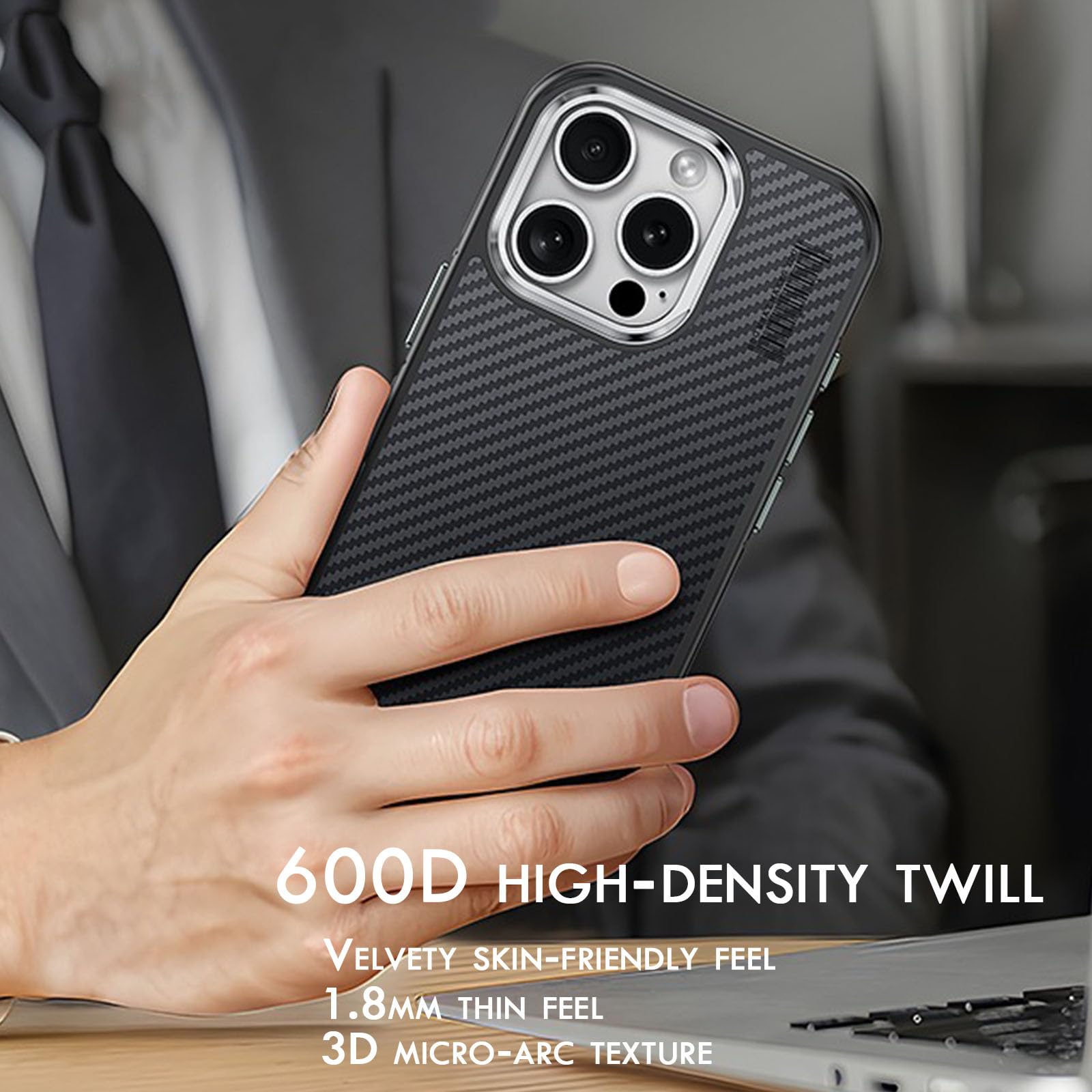 Funda para iPhone 16 Pro Max/16 Pro/16 Plus/16, compatible con MagSafe Real 600D fibra de aramida protección de grado militar, minimalista, suave al tacto, resistente, duradera (amarillo, 16)