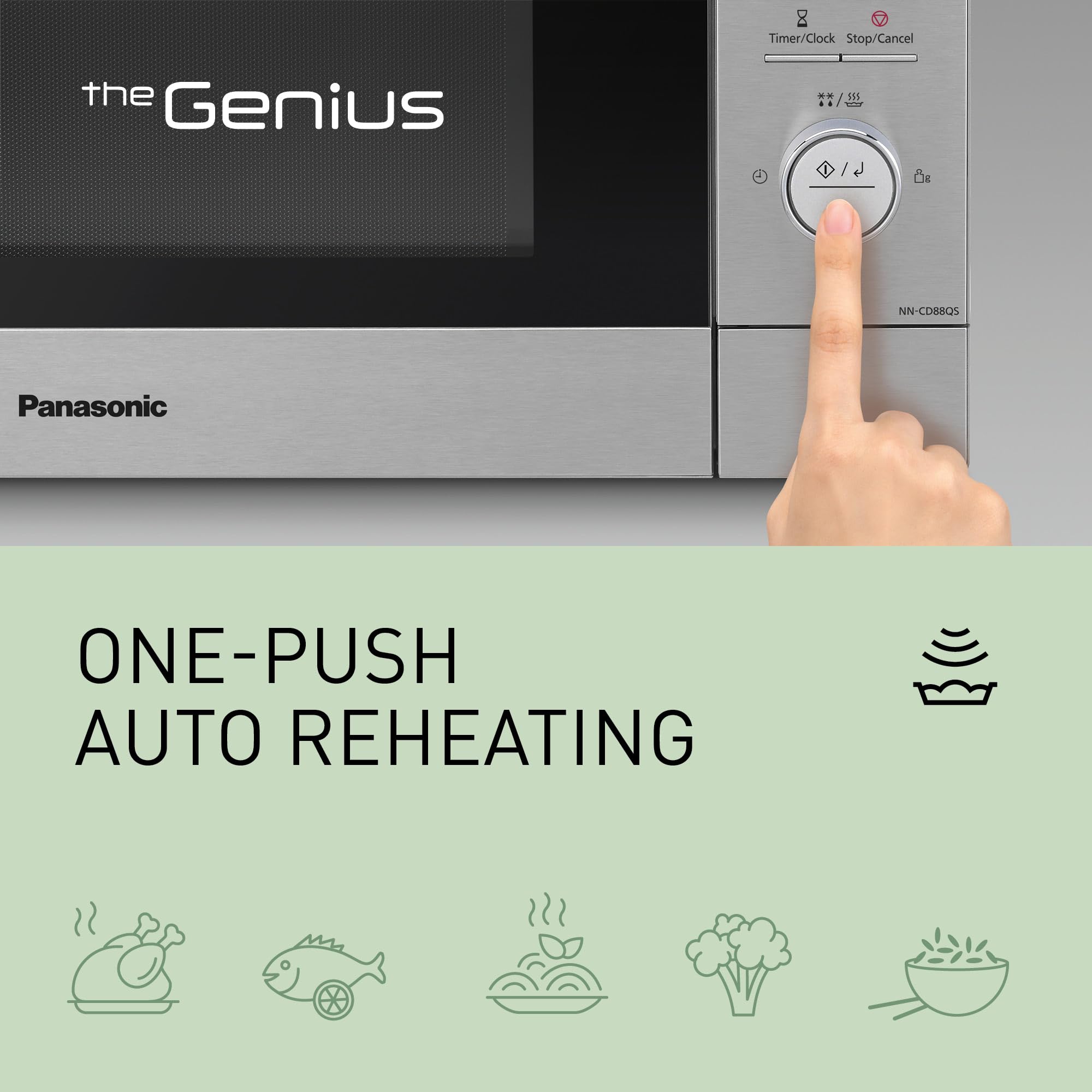 Panasonic NN-CD88QSEPG Air Fry Combi Horno Microondas de 34 L con Grill De Cuarzo, 1000 W, Descongelación Automática, Sensor Genius, Acero Inoxidable, Plateado