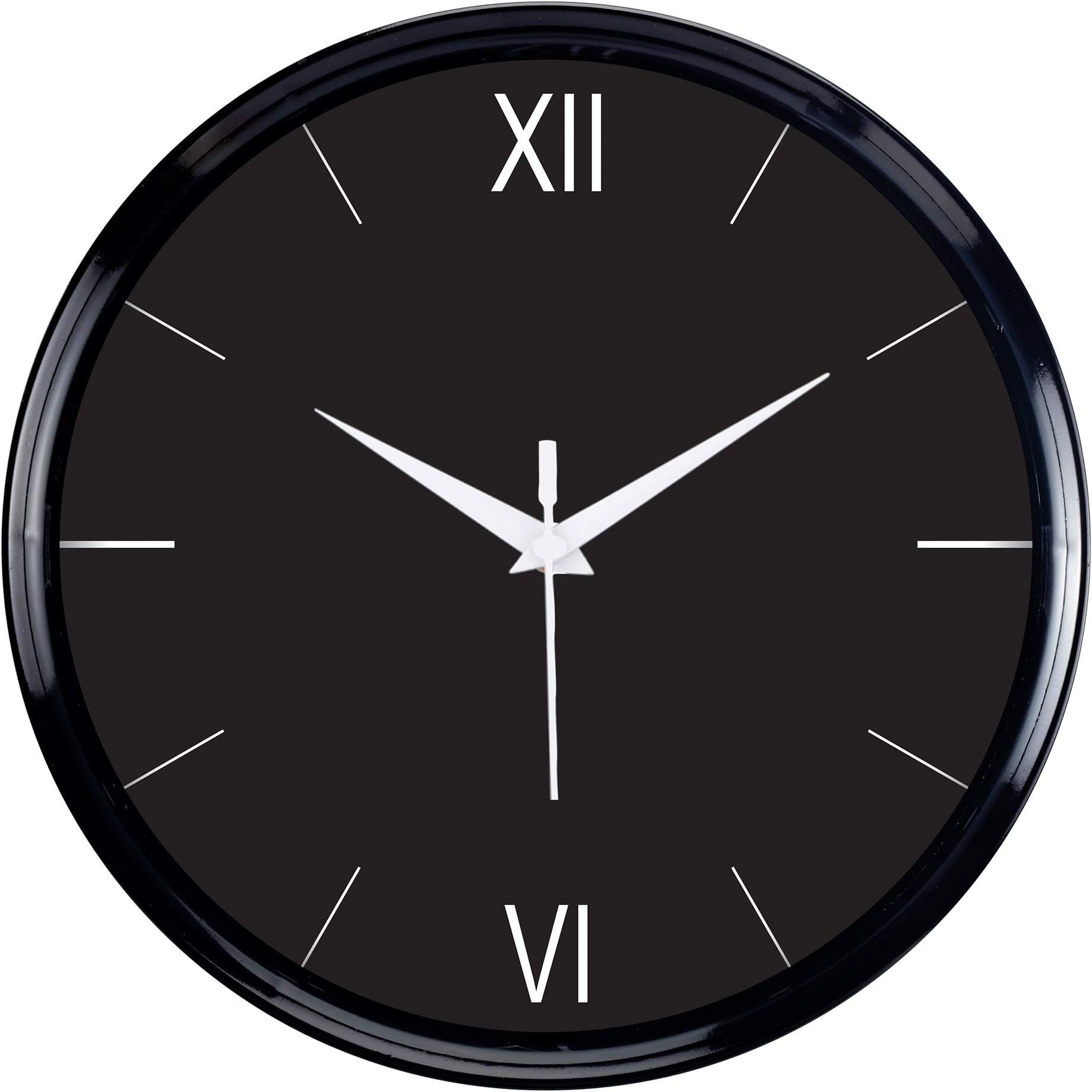 EFINITO 12 Inch Wall Clock - Sheer Black (Silent Movement, Black Frame)