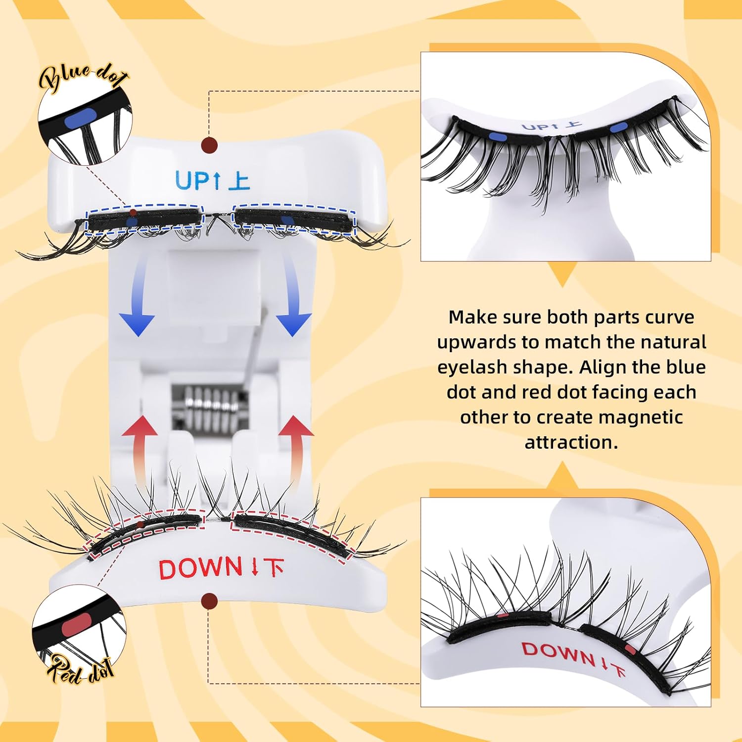 QUEWEL Magnetic Eyelashes, Reusable No Glue Needed Magnetic Eyelashes Kit with Applicator Lash Clusters Kit without Eyeliner So Soft and Easy to Wear and Remove (G-RC01)