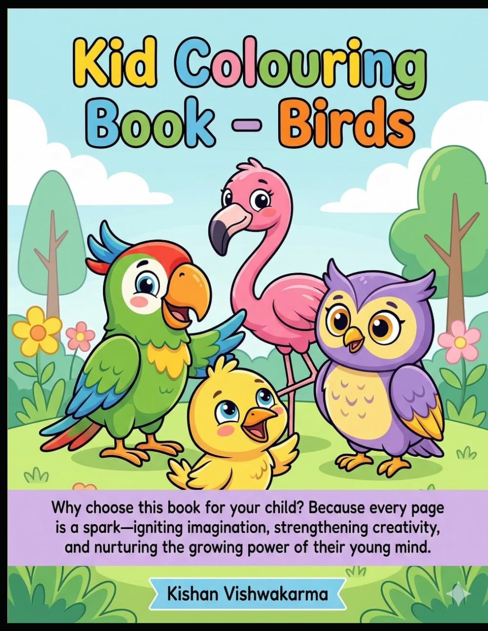 Bird Colouring Book for Kids Ages 3-6: 25 Simple and Fun Bird Designs