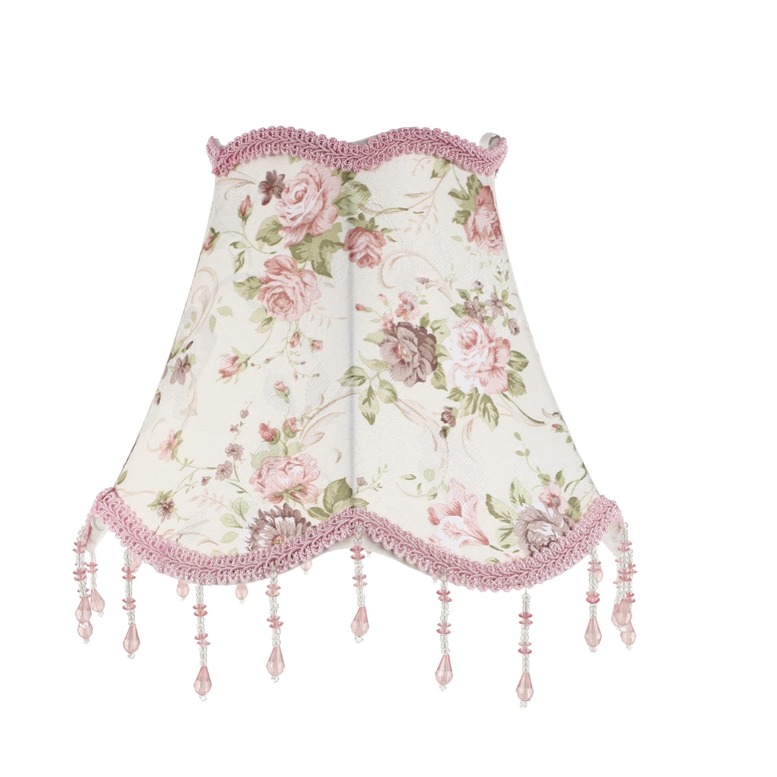 OSALADI Vintage Lamp Shade with Beads Fabric Lamp Shade Jeweled Clip On Chandelier Lamp Shades Light Cover for Floor Table Wall Ceiling Lamp E27 Pink, Random Style