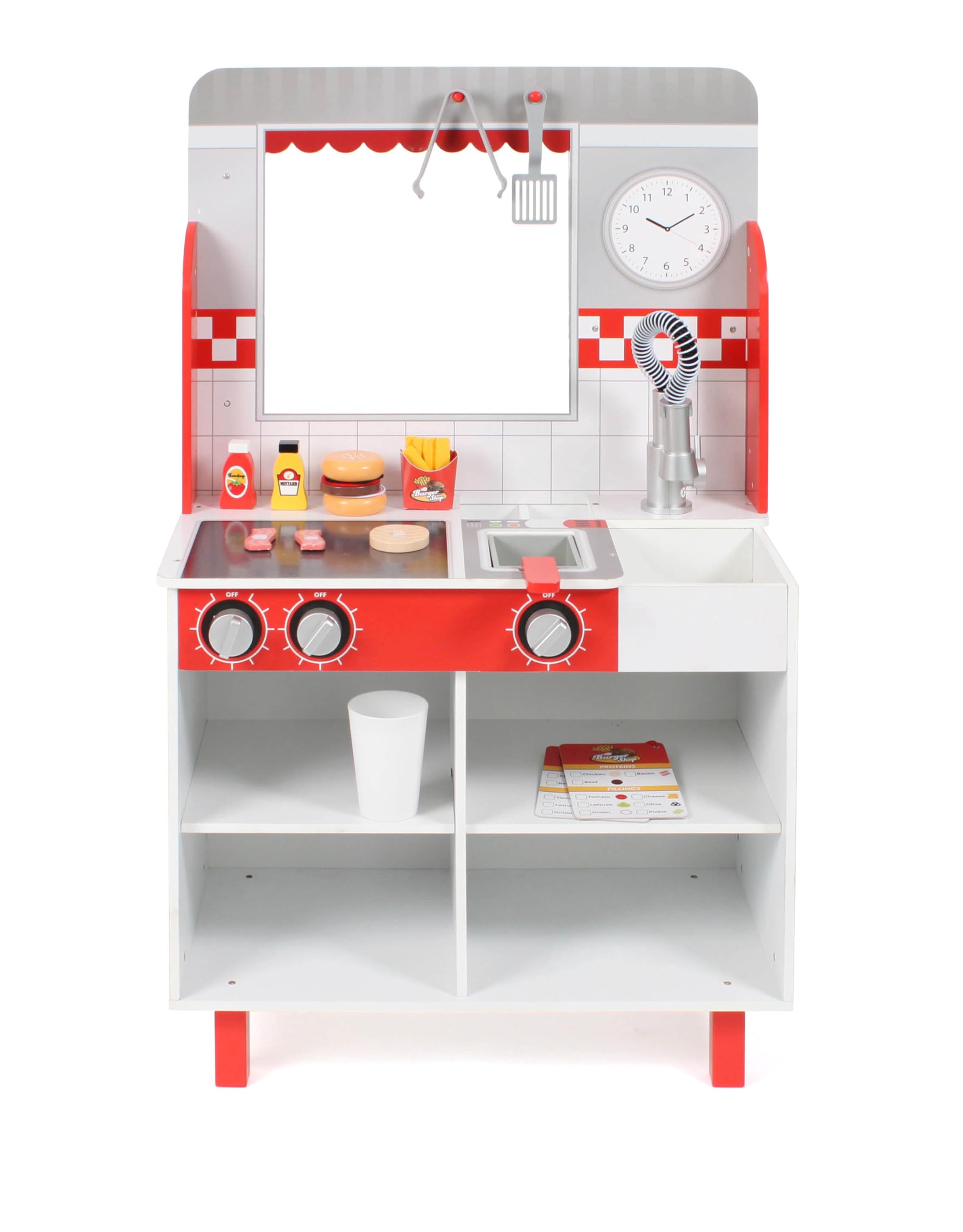Bayer Chic 2000 Burgerladen | Holz | Mit Grill, Fritteuse & Getränkestation | Realistischer Burgerladen aus Holz. Inkl. Grill, Fritteuse & Getränkespender. Fördert Rollenspiel & Kreativität ab 3 Jahren.