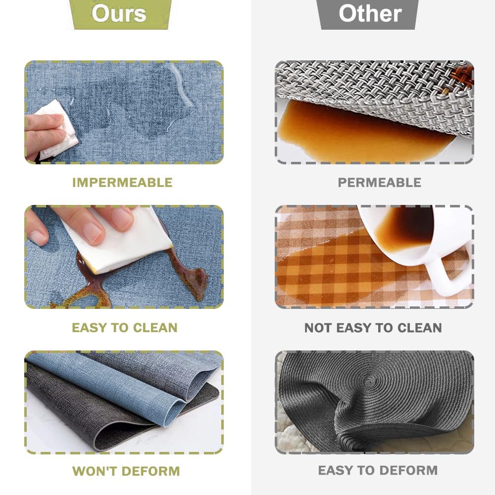 YUNJUER Washable Leather Place mats and Round Coasters Set, Heat Resistant 212 °F, Non-Slip and Waterproof - Image 4