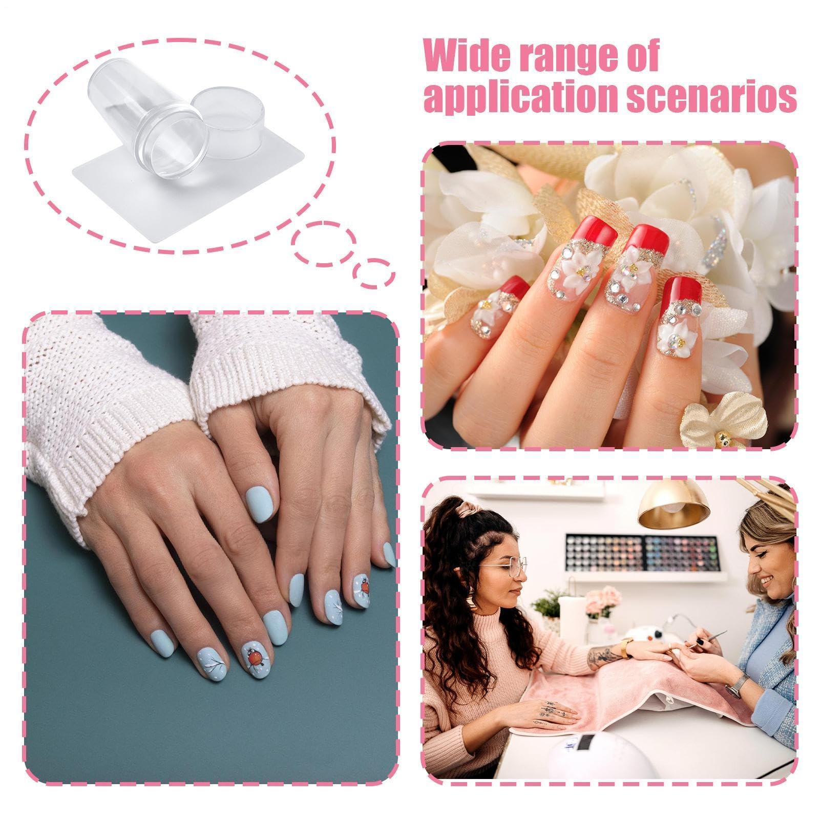 Kit Di Timbri Per Unghie Con Punta Francese In Silicone Stampo Per Unghie In Silicone Trasparente Strumento Di Stampa Per Nails Per Ragazze Manicure A Casa Salone D'arte Fai Da Te