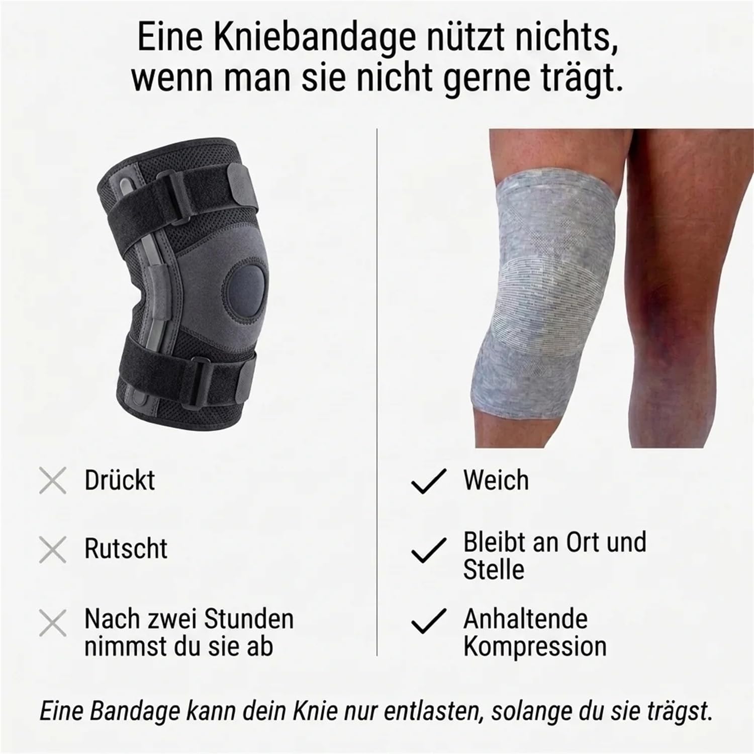 Kniebandage aus Bambusfaser, 2 Stück – atmungsaktiv & rutschfest