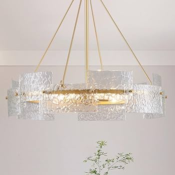 【新品未開封】「Chandelier」 Novelbright XINGQI Large 8-Light Modern Gold Glass Chandelier 26