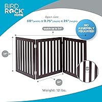 Vista 3 de INTERNET'S BEST Dog Gate - Barrera independiente para mascotas para interiores, valla plegable de madera para perros, puerta extra ancha