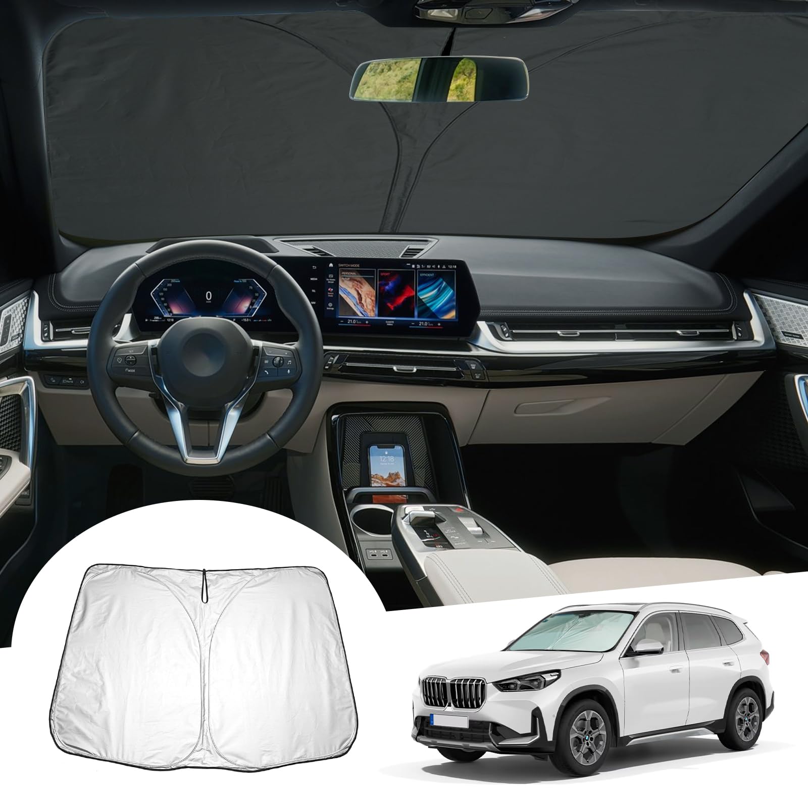 [Update] GAFAT Compatible con BMW X1 U11/ X1 F48 2016-2026 2027 Parasol Parabrisas Interior, iX1 U11 2025 Accesorios Protector Solar, Enfriamiento, Protección UV, UPF 50+
