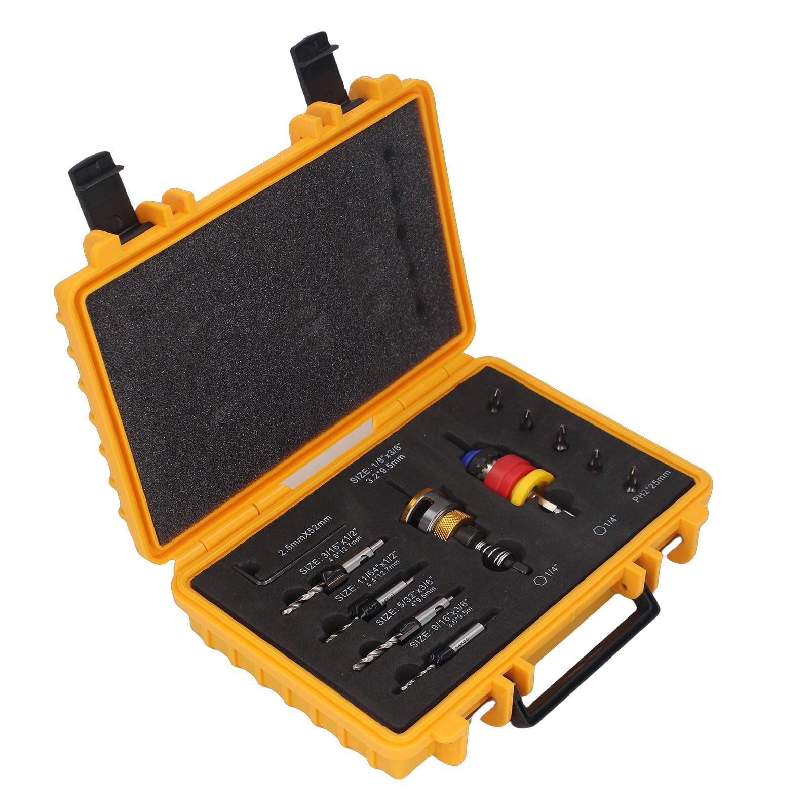 Juego de Brocas Avellanadoras, Collar de Tope de Profundidad Ajustable con Ajuste de Profundidad Semiautomático, para Ensamblaje de Aparatos de Renovación de Carpintería, Brocas