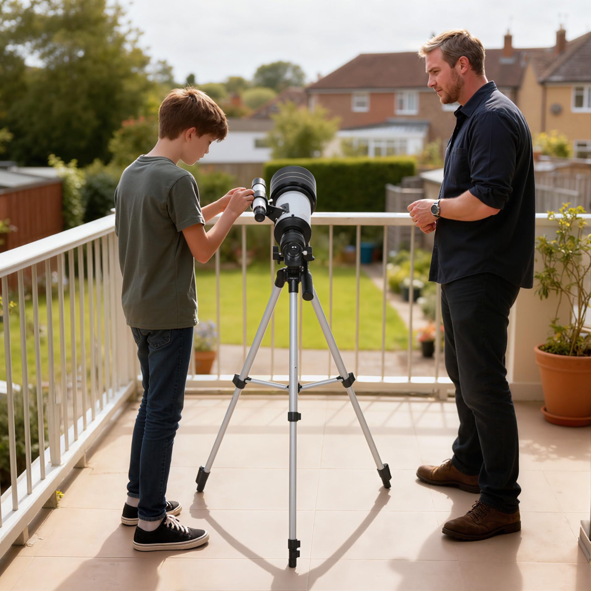 Outsunny Télescope Astronomique pour Adultes et Débutants 70 mm, Télescope Réfracteur 100X/50X/30X avec 3 Oculaires, Monture AZ 300 mm, Trépied Réglable en Aluminium, Blanc