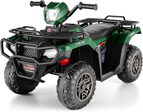 Miniatura 1 de Hikole ATV eléctrico de 4 ruedas para niños, 12 V con luces LED, velocidad altabaja, música, USB, neumáticos con pisadas, cuatro ruedas para niños y