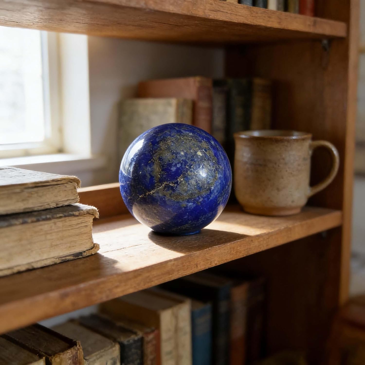 2.36-2.76in Lapis Lazuli Sphere with Stand, Natural Stone Crystal Ball, Feng Shui Home Decoration Positive Energy Scrying Orb Meditation Tool for Spiritual Space Purification image 4