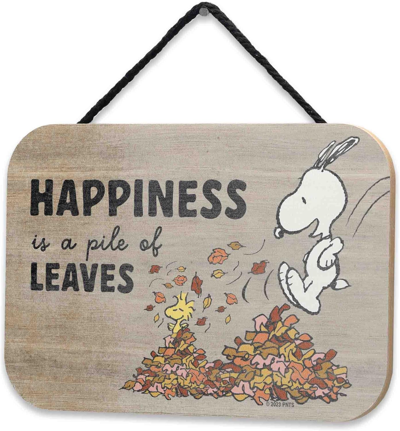 Peanuts Snoopy Happiness Is a Pile of Leaves Hanging Wood Wall Decor - Cute Snoopy Sign for Fall Home Decorating - Image 2