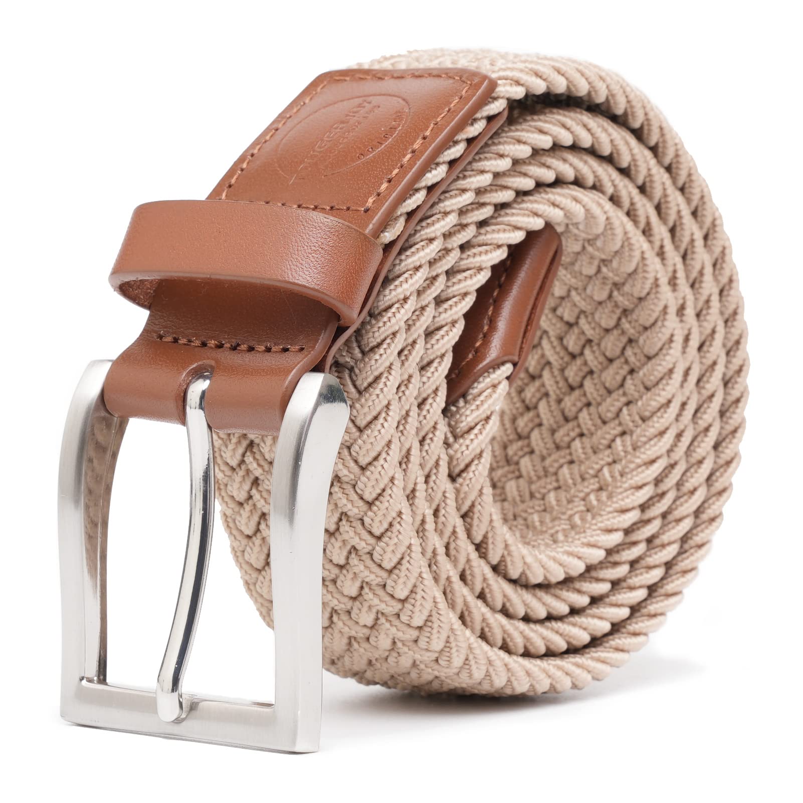 TOUGERJOY Mens Stretch Belt, tessuto elastico intrecciato Web Belt Casual per Golf Pantaloni di caccia Jeans