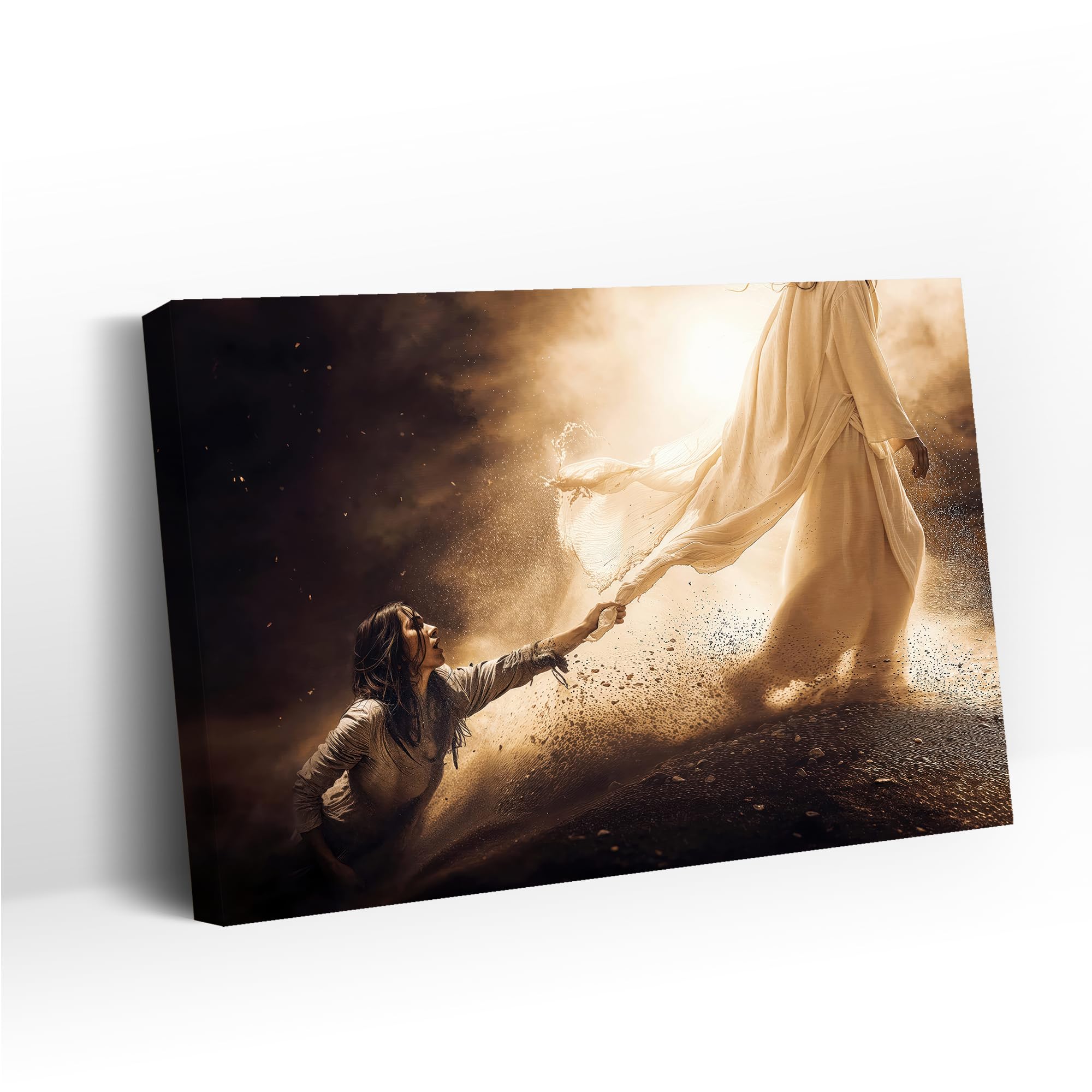 Jesus Christ Canvas Wall Art The Hem of His Garment Christian Wall Decor pictures Modern Biblical Healing Scene Faith Poster Prints for Living Room Bedroom Prayer Room Decor Ready to Hang 12x16in