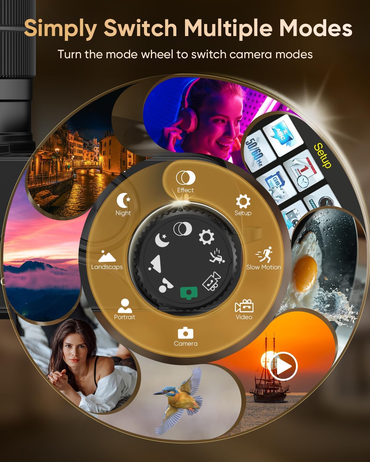 4K Digital Camera for Photography with WiFi,64MP Autofocus 3'' 180° Flip Screen 16X Zoom Vlogging Camera for YouTube, Compact Travel Camera for Beginners, Anti-Shake, 32GB Card, 2 Batteries, Black