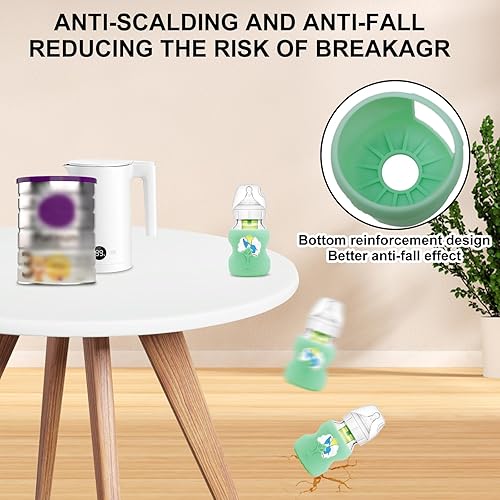 Miniatura 3 de Paquete de 3 soportes antiroturas para biberones, fundas de silicona para biberones de vidrio natural del Dr. Brown's, funda antiflujo para
