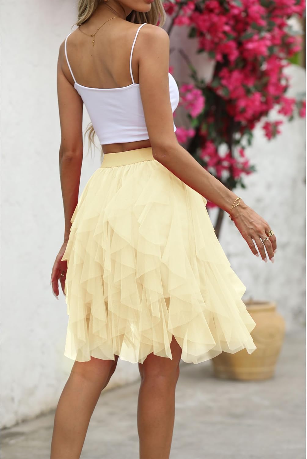 Kingfancy Tulle Skirts for Women Short Fairy Skirt Tutu A-Line Mesh Layered Spring Skirts - Image 3