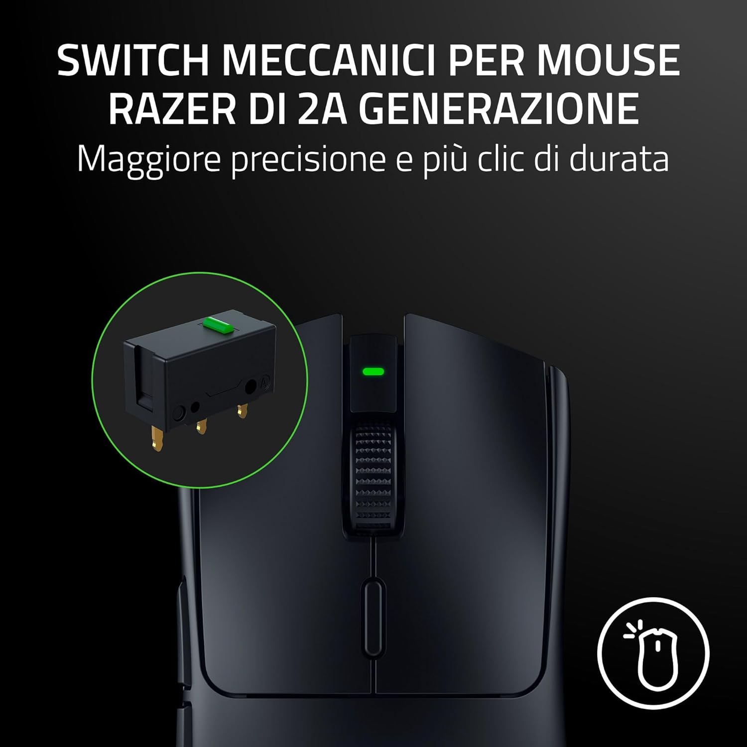Razer Viper V3 HyperSpeed - Mouse Esports senza fili (Sensore ottico Focus Pro 30K, Durata batteria fino a 280 ore, Interruttori meccanici per mouse Gen-2, Polling wireless a 4000 Hz) Nero Viper V3 HyperSpeed Nero - Immagine 5